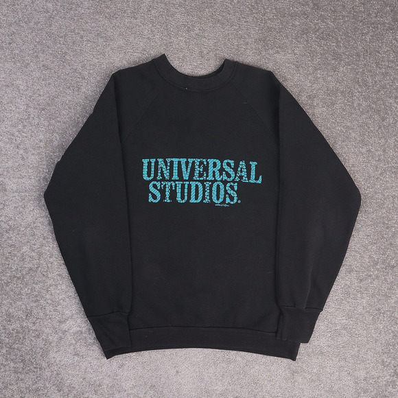 VTG 80s Universal Studios Made in USA Large Black Long Sleeve Sweatshirt - Picture 1 of 9